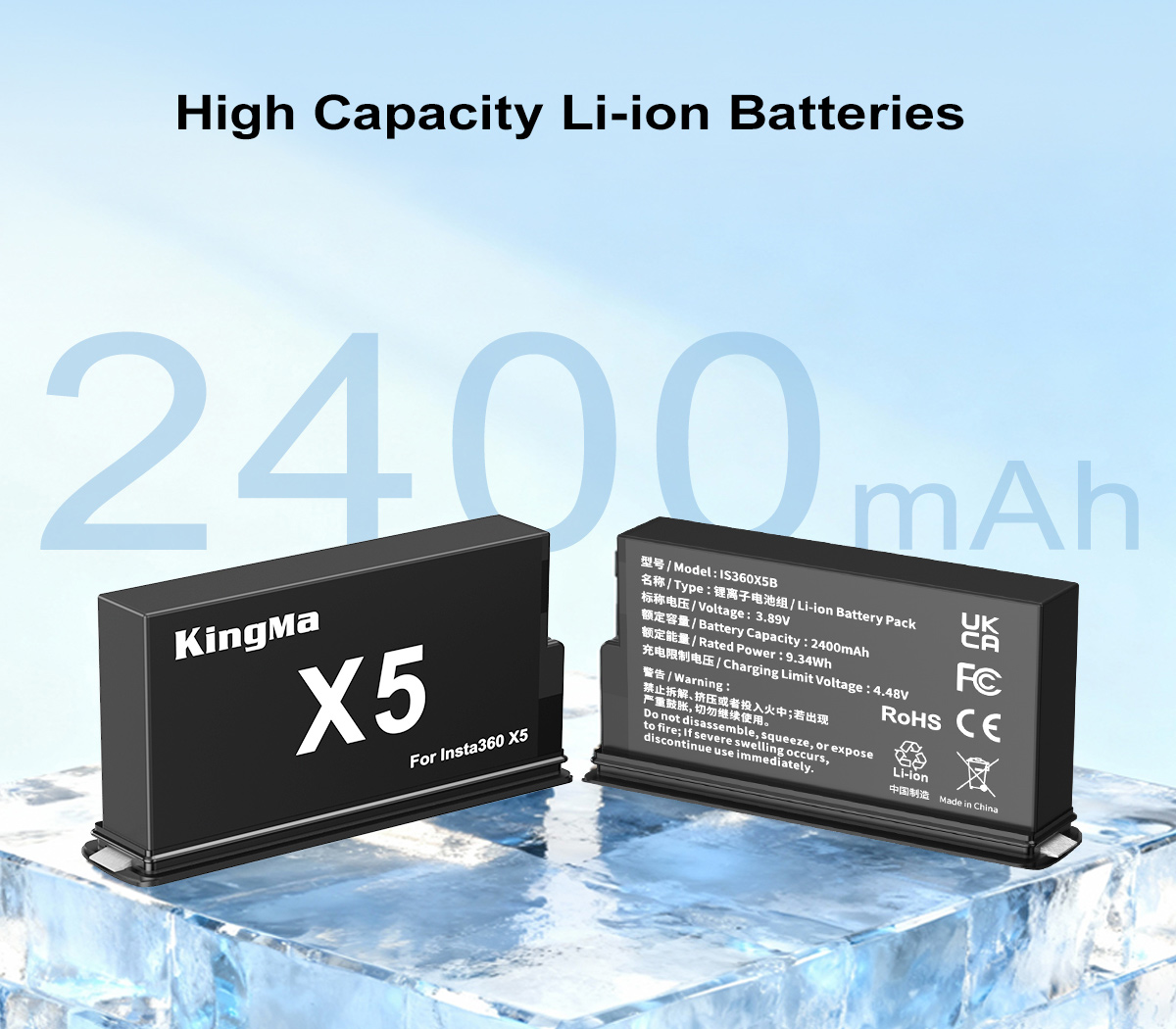 Аккумулятор Kingma IS360X5B для Insta360 One X5, 2400 мАч