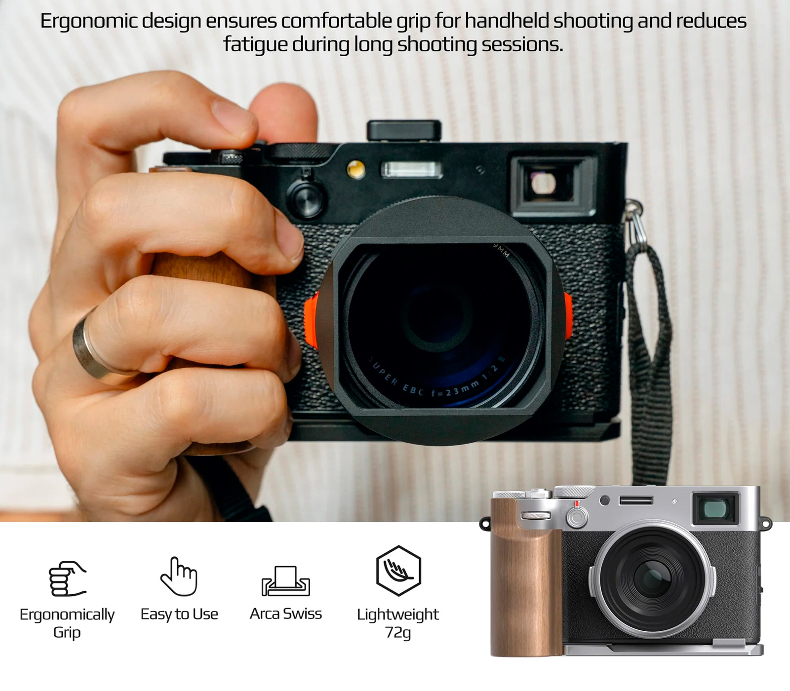 Рукоятка Freewell L Bracket Premium Grip для Fujifilm X100VI, серебристая