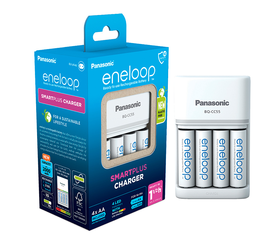 Зарядное устройство Panasonic Eneloop Smart & Quick + 4х АА 2000 мАч (K-KJ55MCD40E)