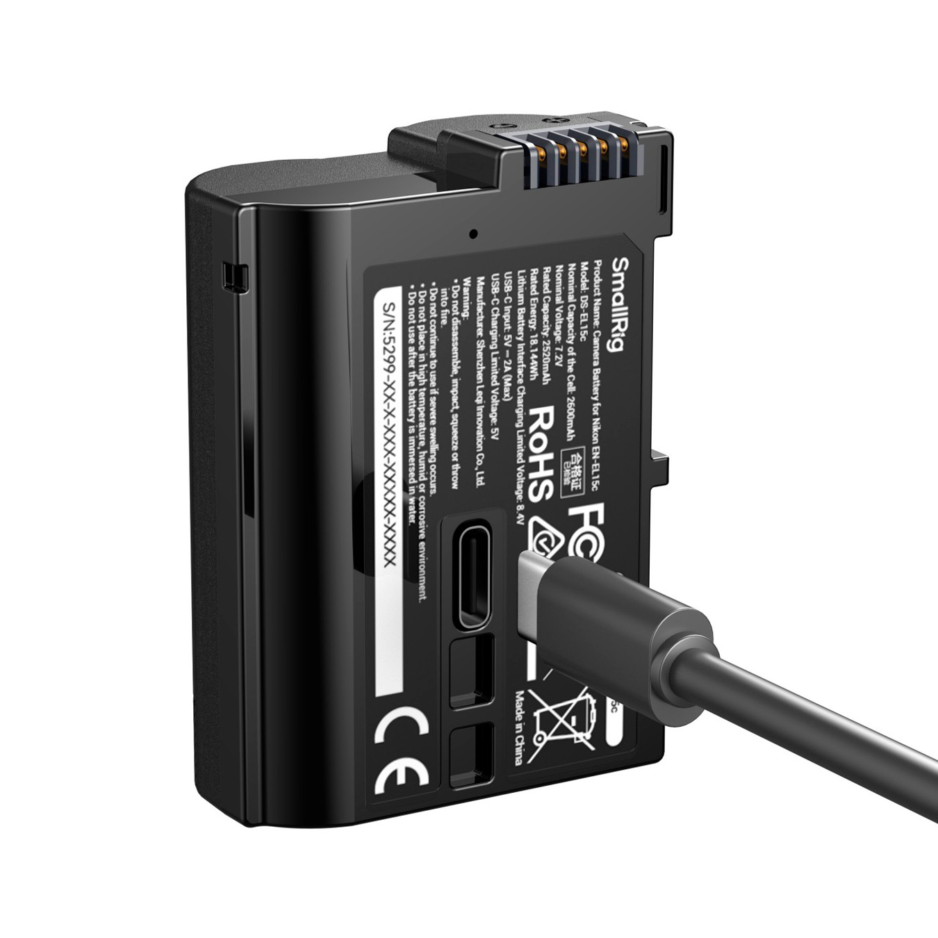 Аккумулятор SmallRig 5299 EN-EL15c c индикатором заряда и разъемом USB-C