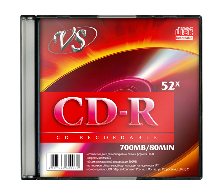 Диск VS CD-R 80 52x Slim, 1шт