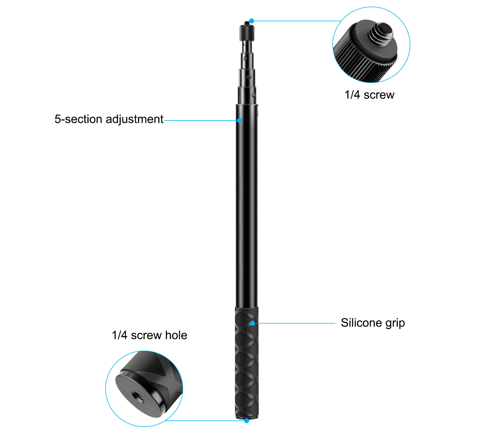 Монопод для селфи Puluz PU816 Selfie Stick, длина до 150 см