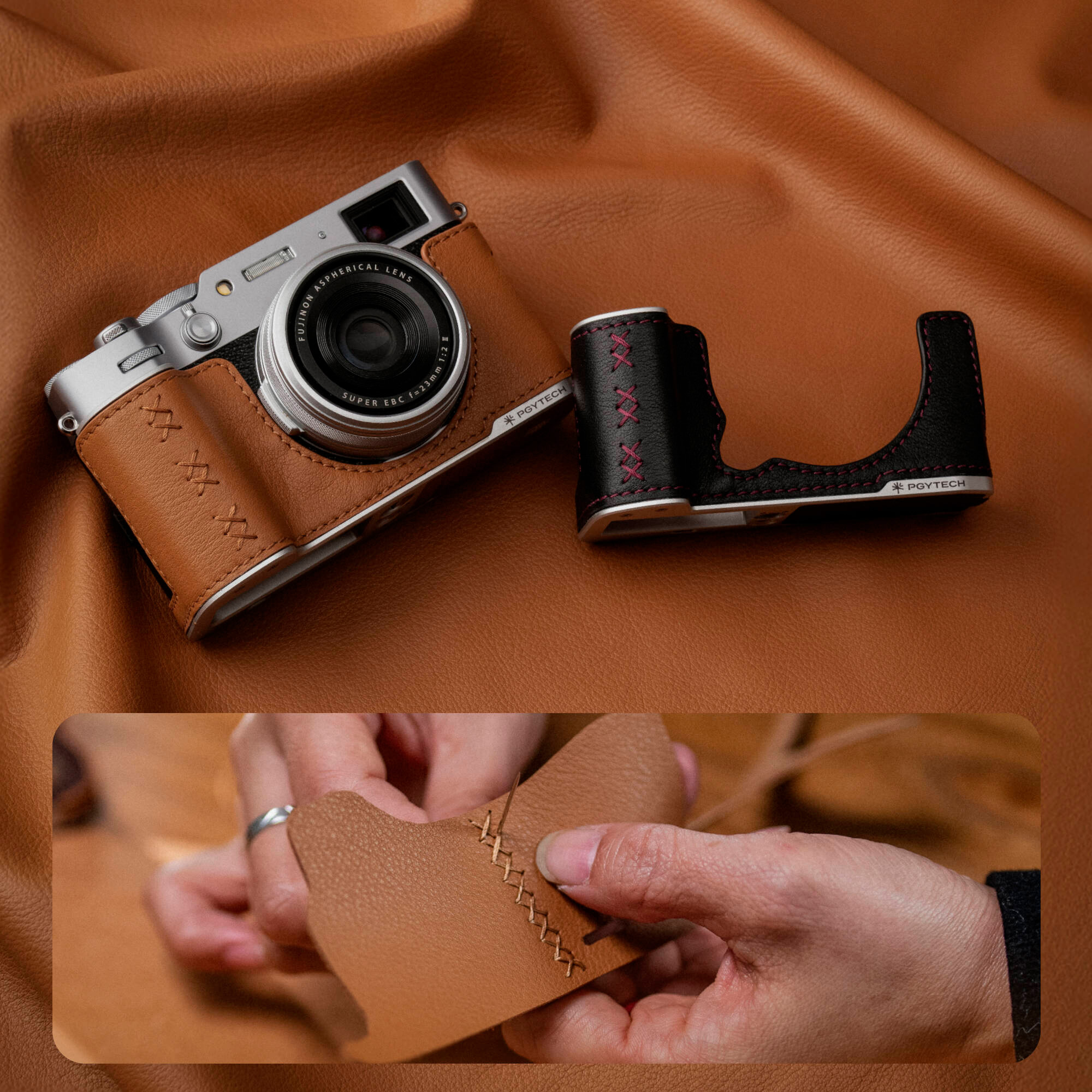 Чехол PGYTECH Leather Camera Case для Fujifilm X-T5, цвет: Clay Brown