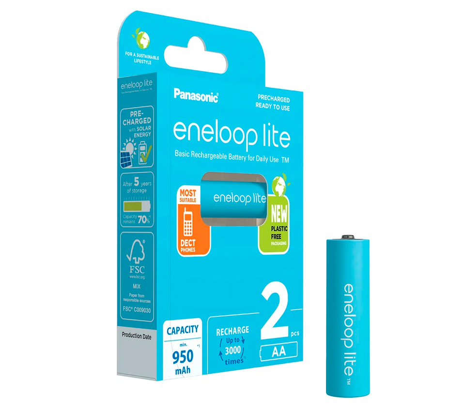 Аккумуляторы Panasonic Eneloop Lite AA 950 мАч, 2 шт. (BK-3LCCE/2BE)