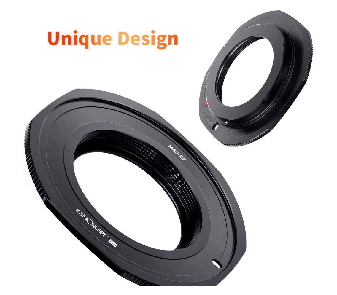 Переходное кольцо K&F Concept M42-EOS, для объективов M42 на камеры Canon EF/EF-S, черное