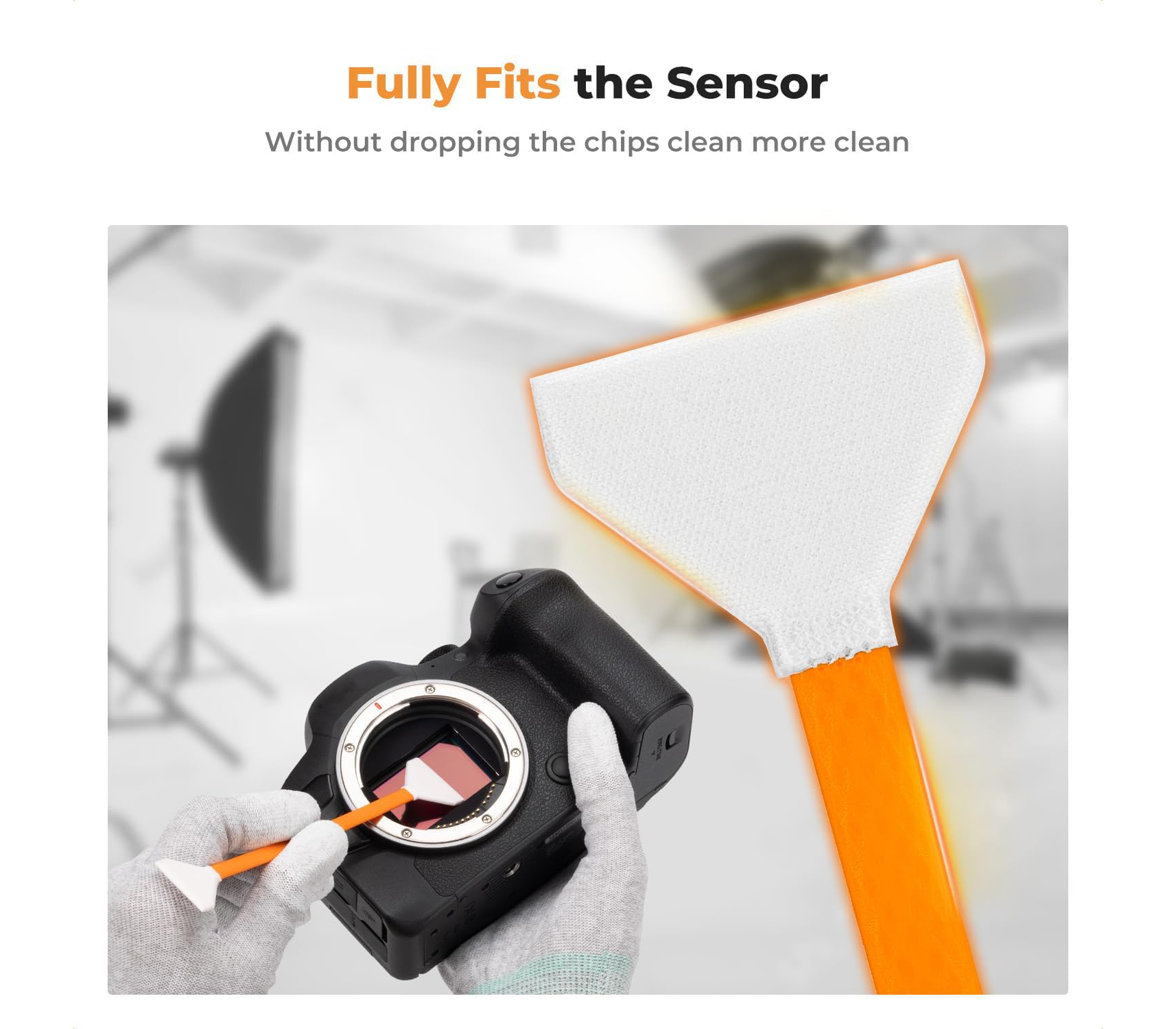 Шваброчки для чистки матриц K&F Concept 1965, для Full Frame камер, двухсторонние (10 шт, жидкость)