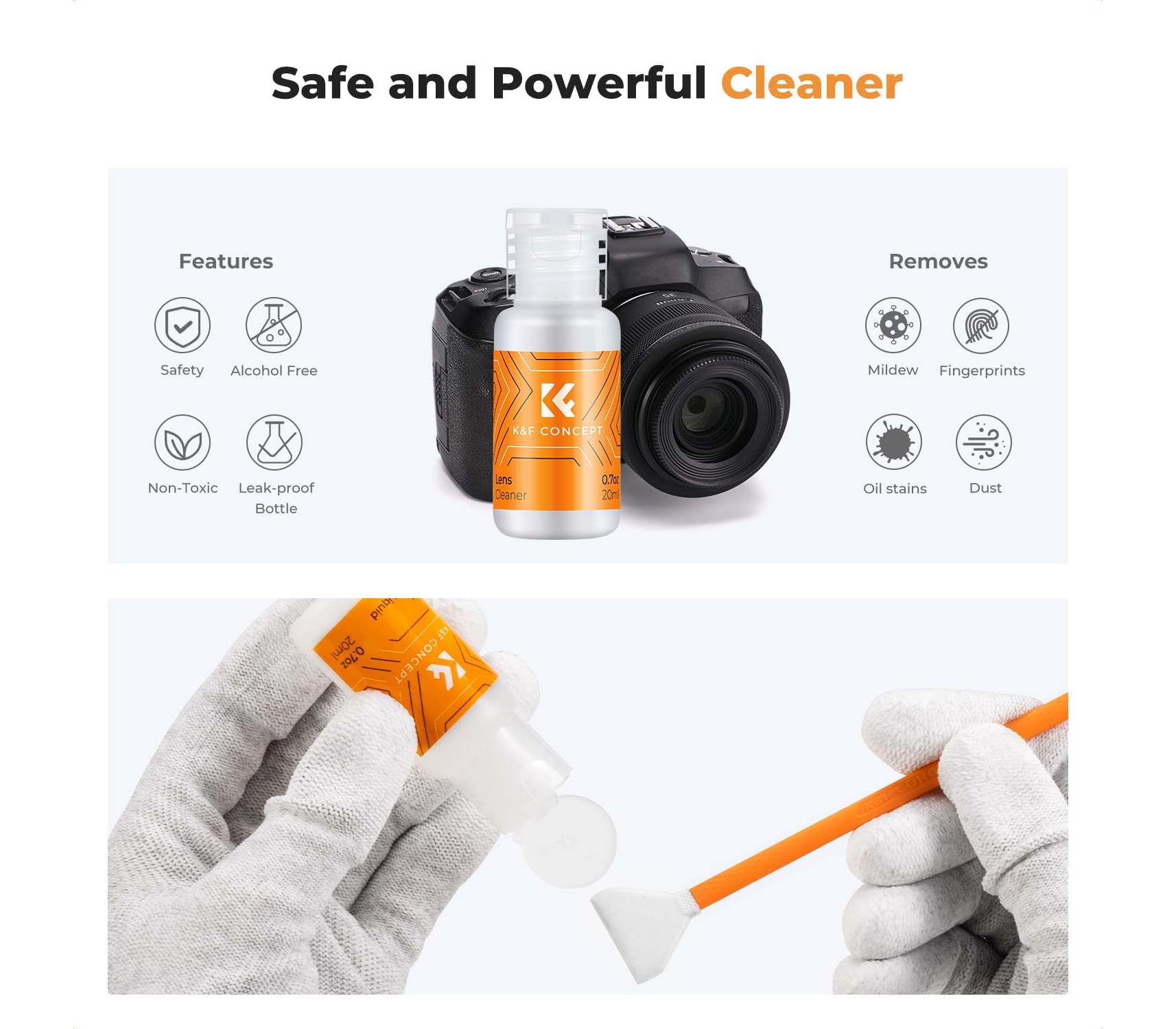 Шваброчки для чистки матриц K&F Concept 1965, для Full Frame камер, двухсторонние (10 шт, жидкость)