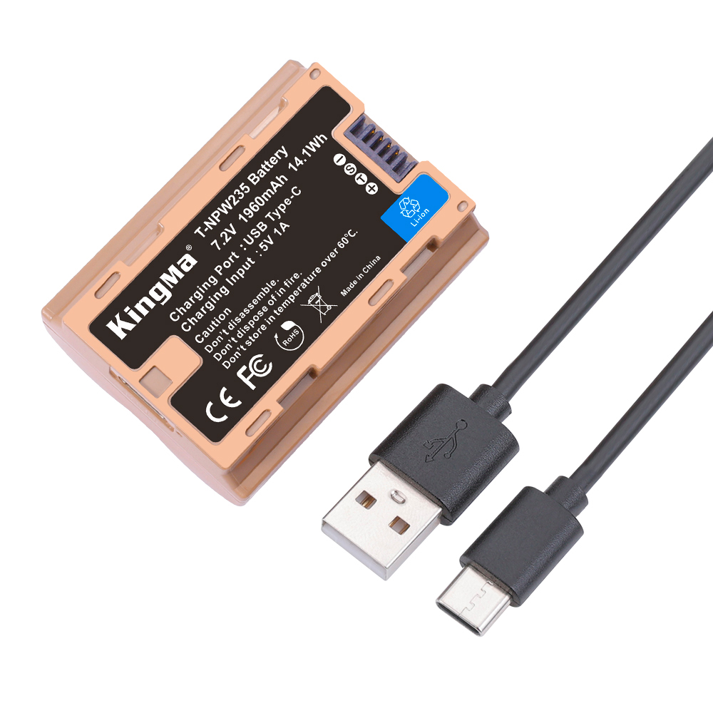 Аккумулятор Kingma NP-W235, 1960 мАч, USB Type-C, кейс