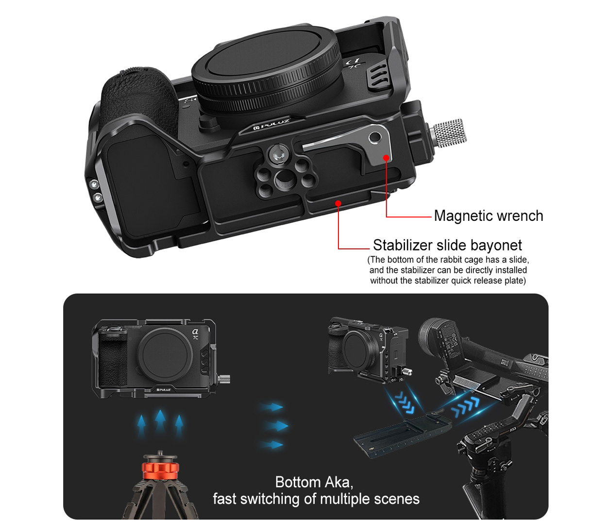 Клетка Puluz PU3217B для Sony A7C II / A7CR, черная
