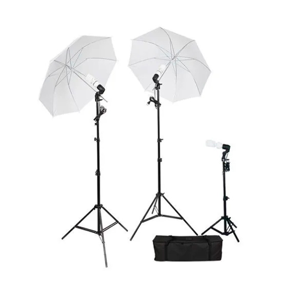 Комплект Grifon RIF-3: 3 стойки, 3 патрона LH-003 с лампами 45 Вт, 2 зонта 84 см, сумка