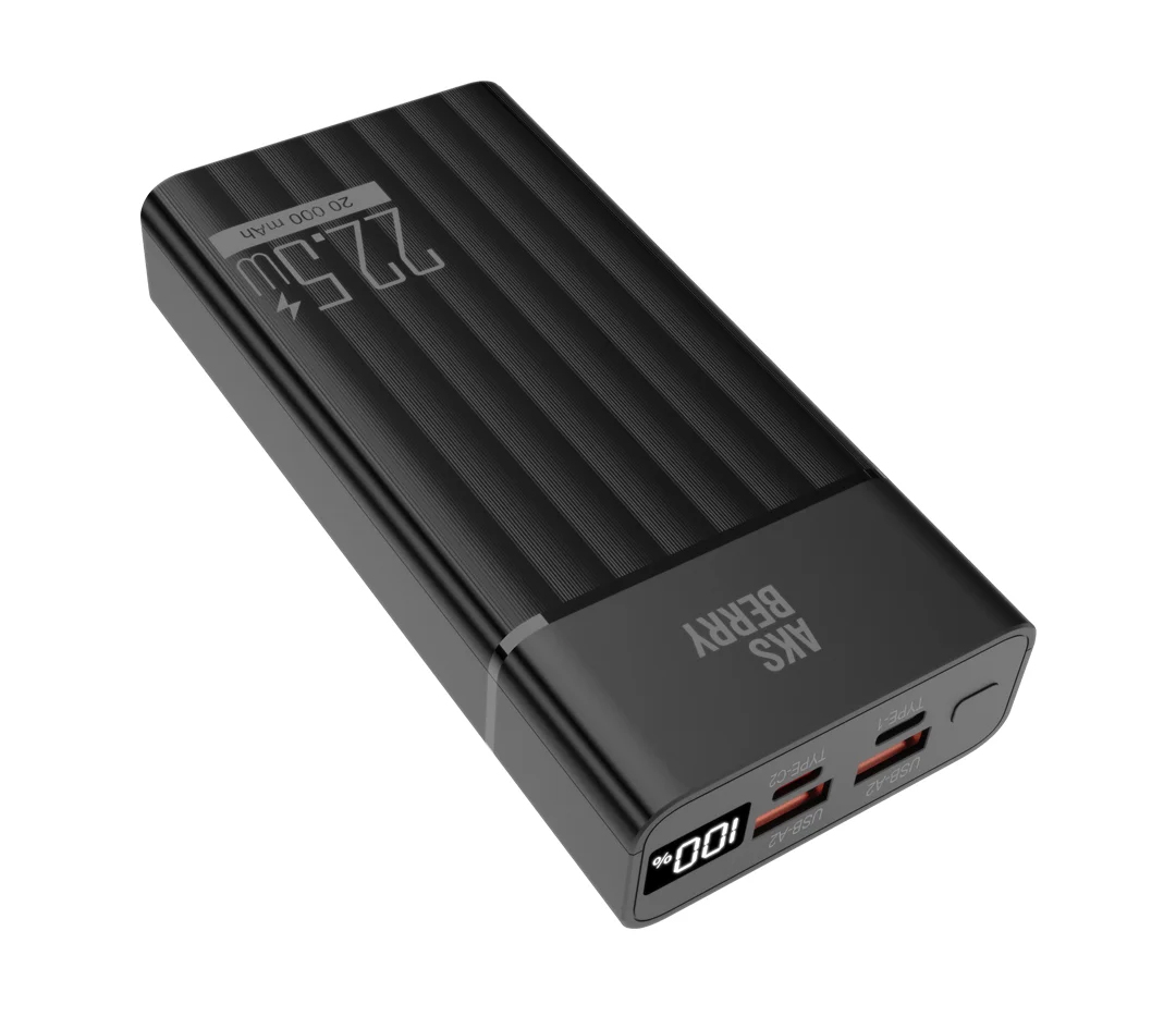 Внешний аккумулятор Aksberry E202 Riffles, 22.5 Вт, 20 000 мАч, черный