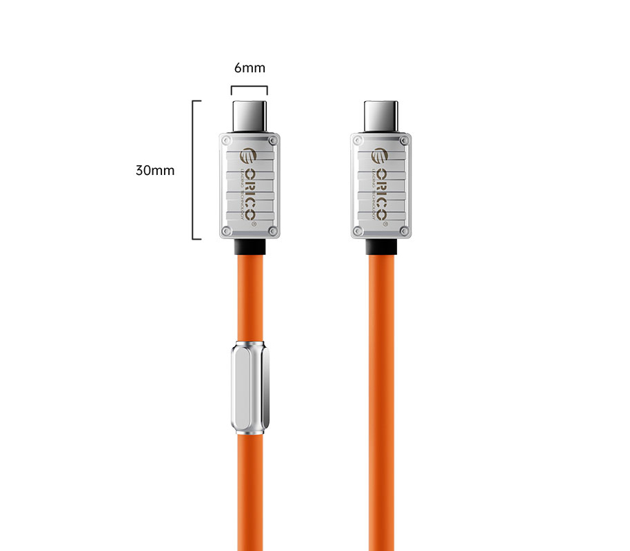 Кабель Orico 240B1-40-10-OR-BP, USB 4.0, Type C, 40 Гбит/с, PD, 240 Вт, 1 м, оранжевый