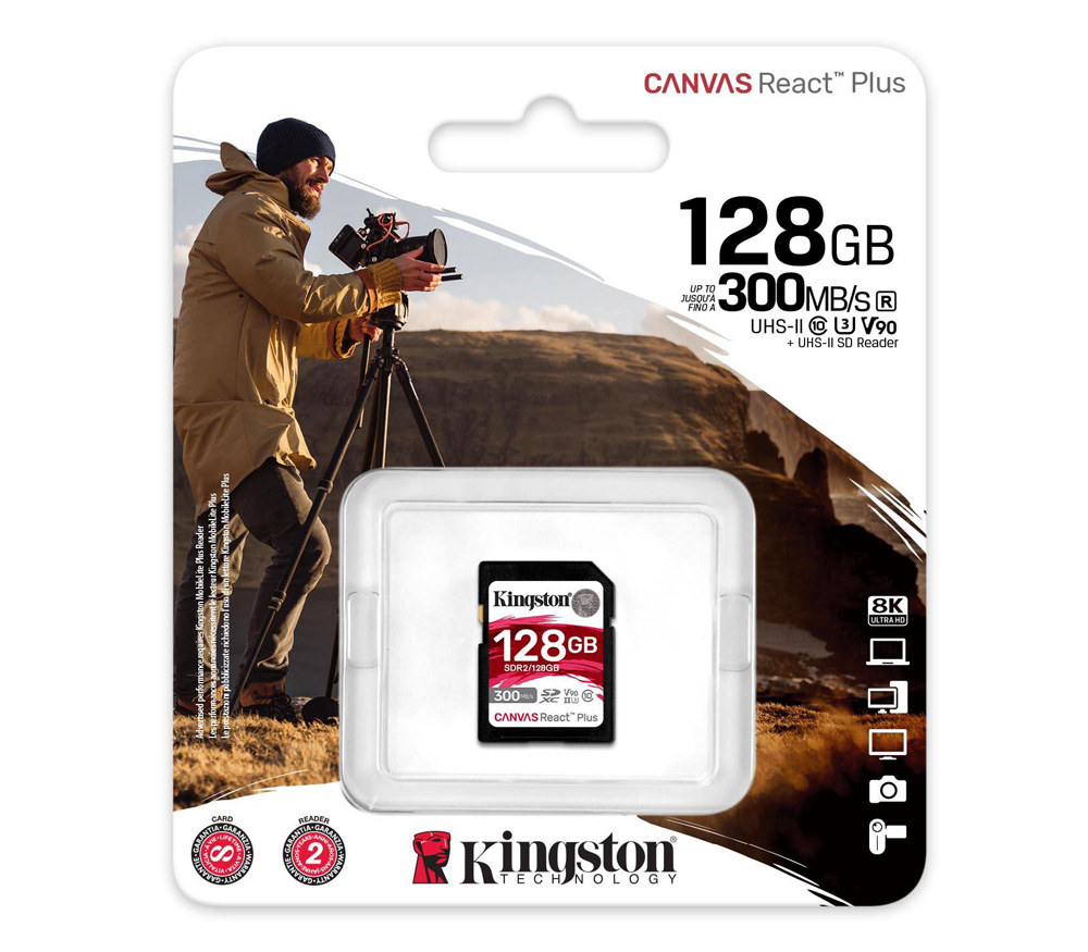 Карта памяти Kingston SDXC 128GB Canvas React Plus UHS-II V90 260/300Mb/s
