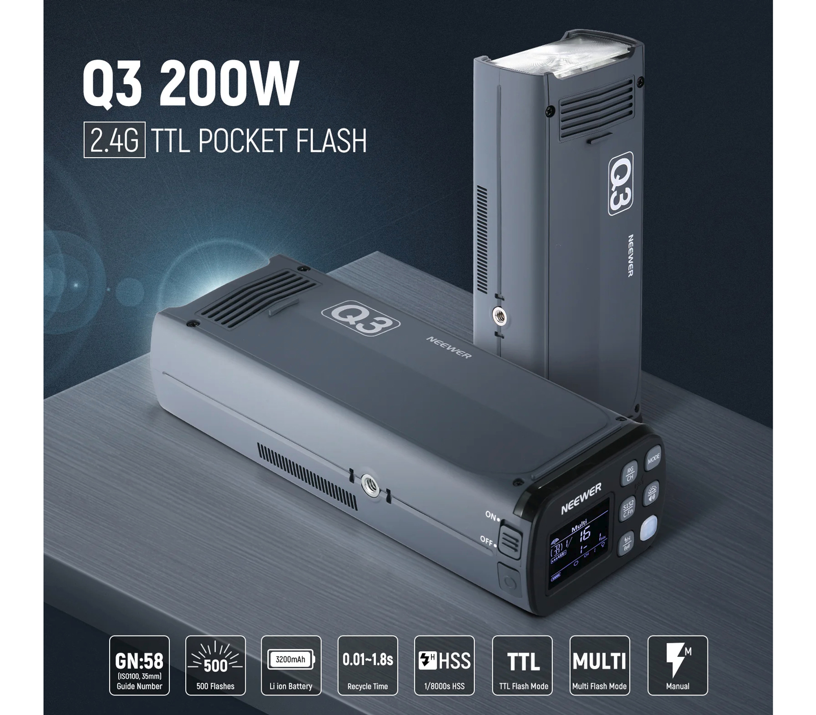 Вспышка Neewer Q3 TTL, 200 Дж + синхронизатор QPRO-S для Sony