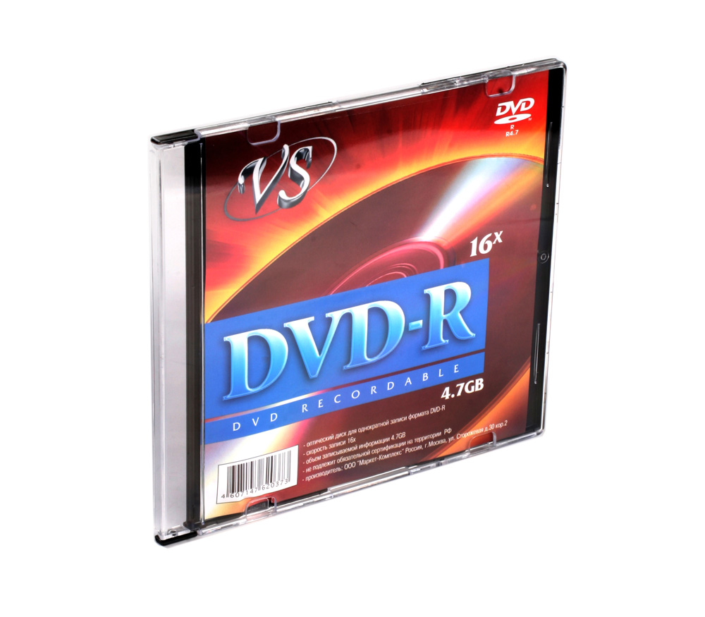 Диск VS DVD-R 4.7 GB 16x Slim, 1 шт.