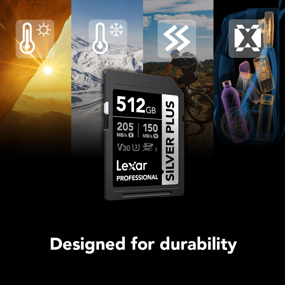 Карта памяти Lexar SDXC 512GB Professional Silver Plus UHS-I U3 V30 (205/150 MB/s)