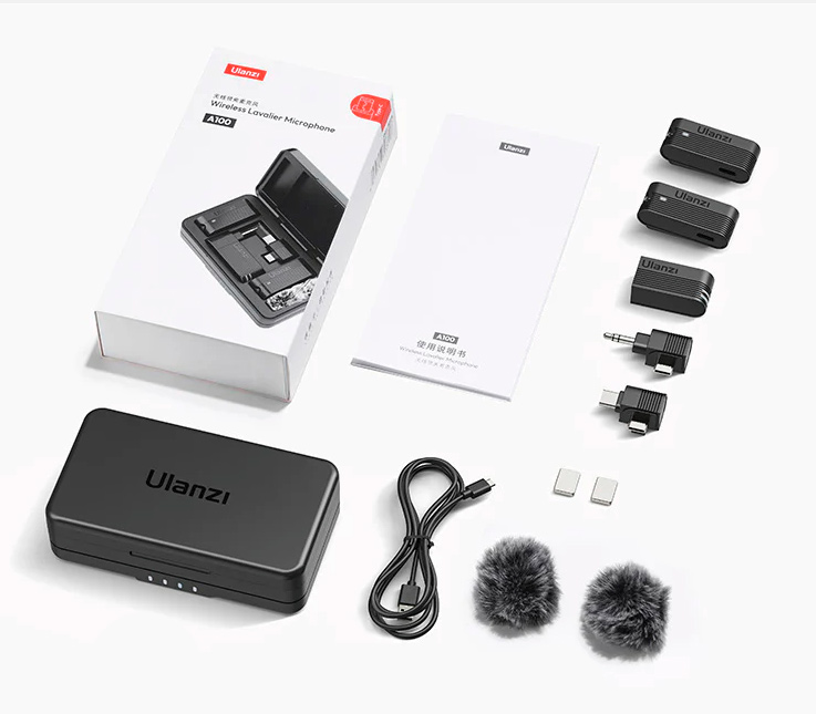 Беспроводная система Ulanzi A100 Wireless Lavalier, 2х TX + RX, USB-C / 3.5 мм