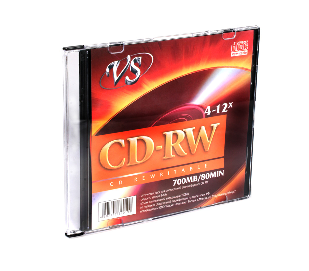 Диск VS CD-RW 80 4-12x Slim, 1 шт