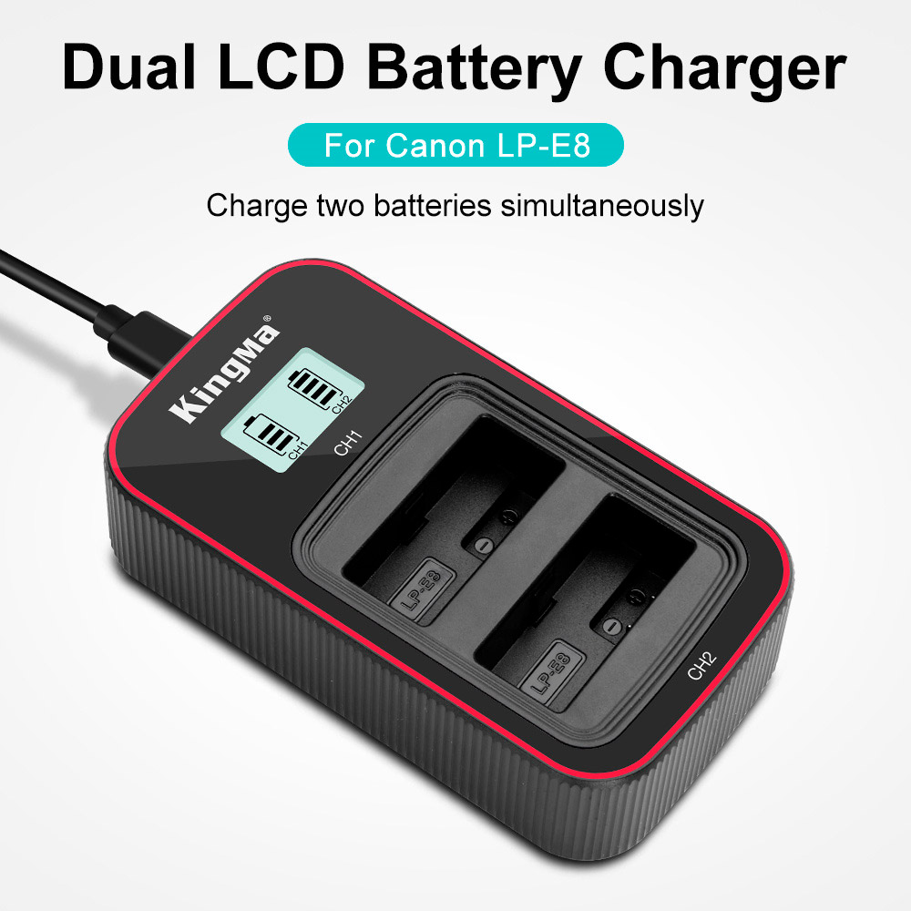 Зарядное устройство Kingma BM058-LPE8, USB, для 2х Canon LP-E8, дисплей