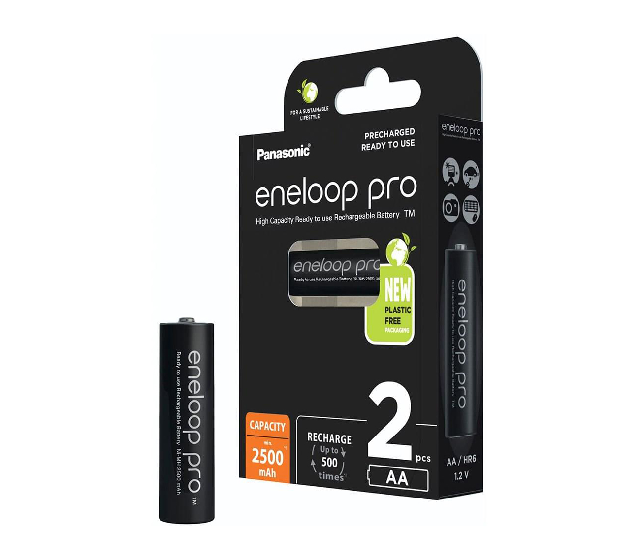 Аккумуляторы Panasonic Eneloop Pro AA, 2450 мАч, 2 шт (BK-3HCDE/2BE)