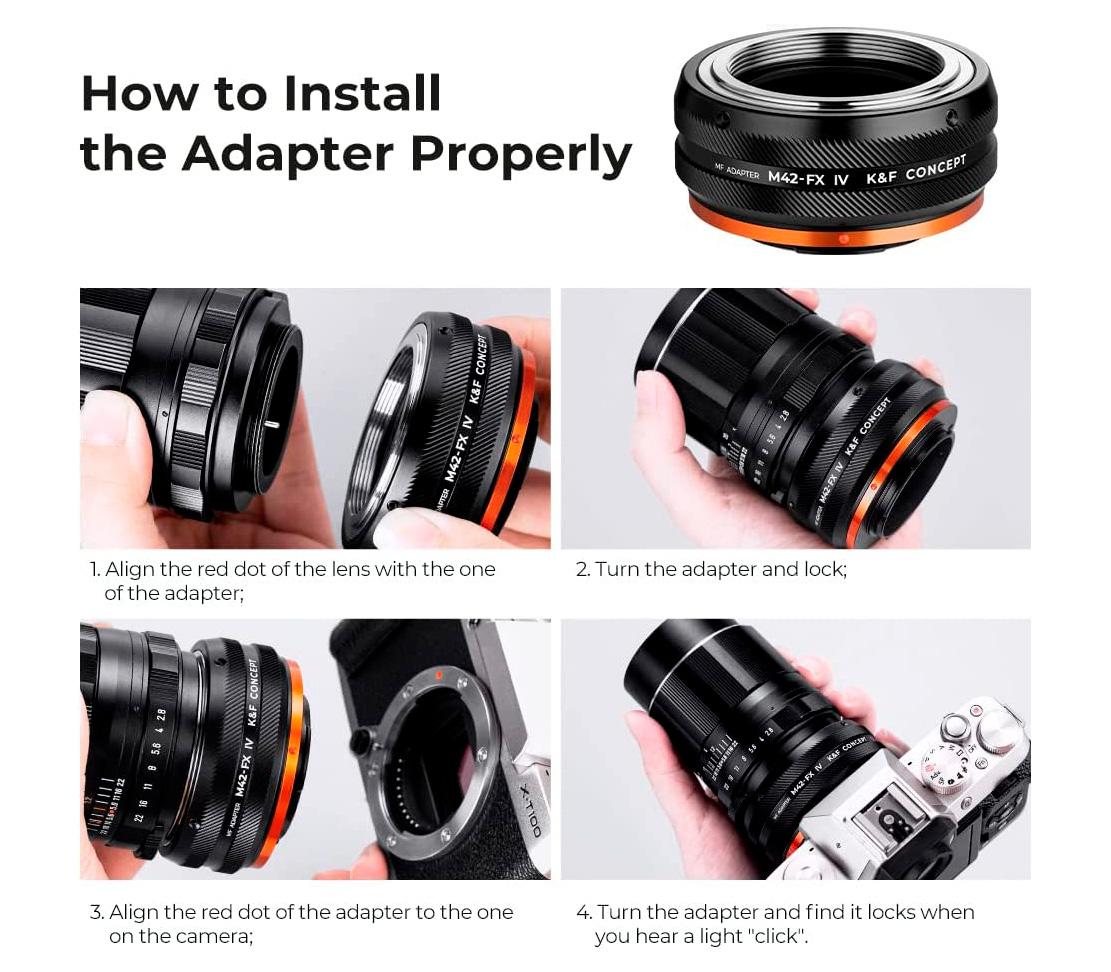 Адаптер K&F Concept M42-FX IV MF, объективы M42 на камеры Fujifilm X-Mount