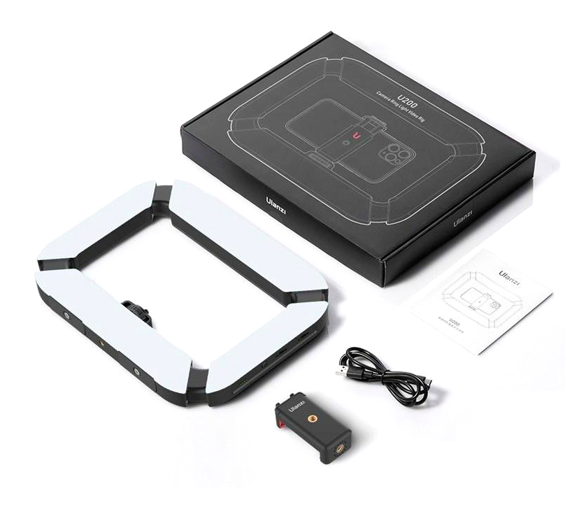 Осветитель кольцевой Ulanzi U200 Ring Light Video Rig, светодиодный, 2500K-8500K, 20 Вт