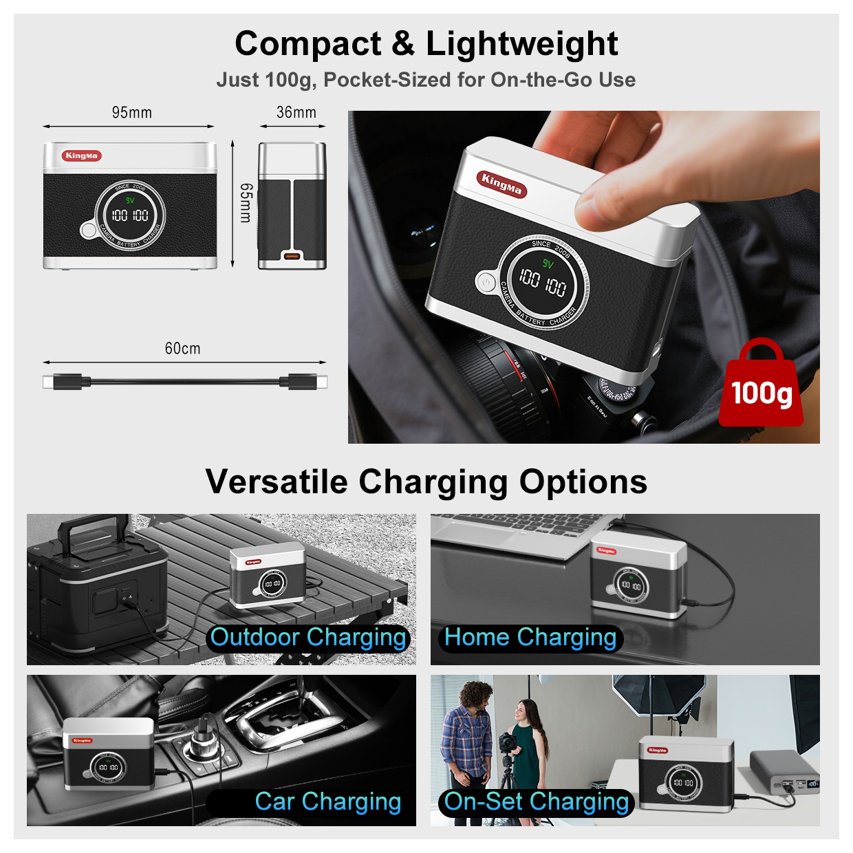 Зарядный кейс Kingma BM071-LPE6 для 2х Canon LP-E6, черный