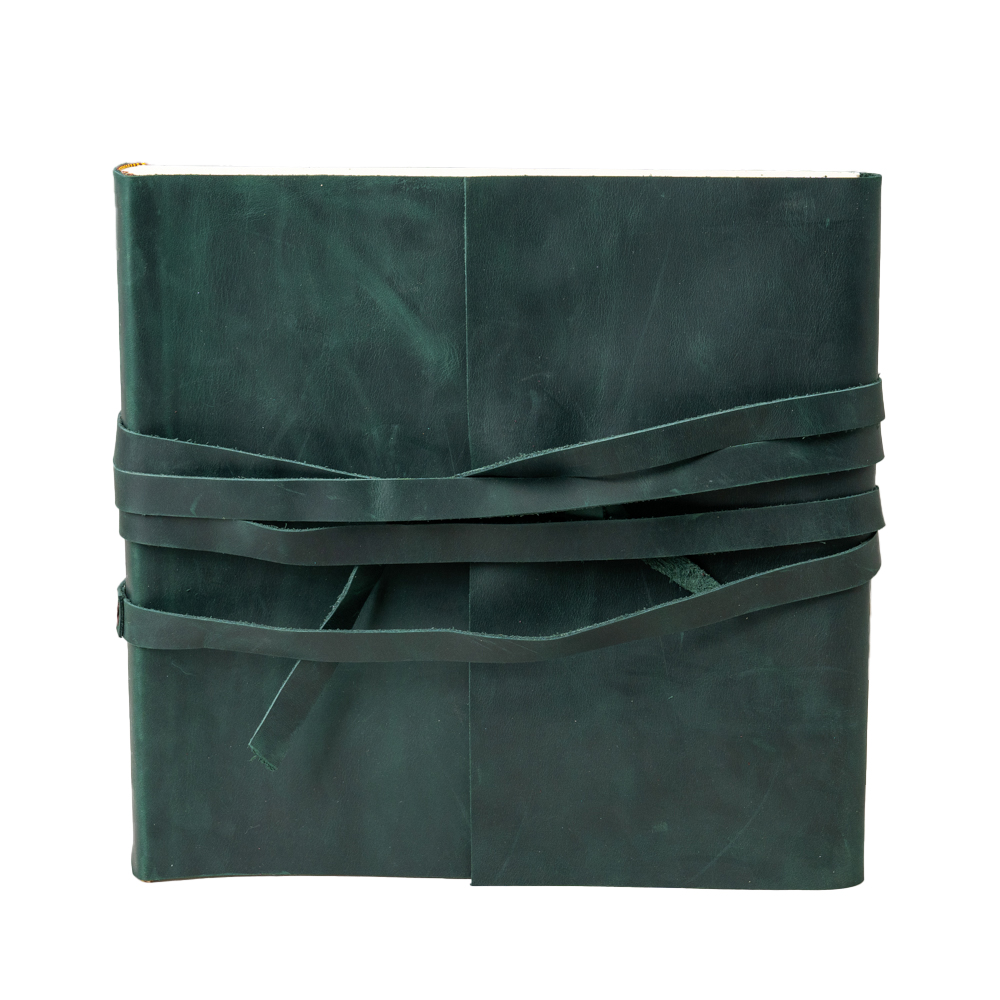 Кожаный фотоальбом Florentia 30х30 см, 100 страниц "Capriolo" зелёный