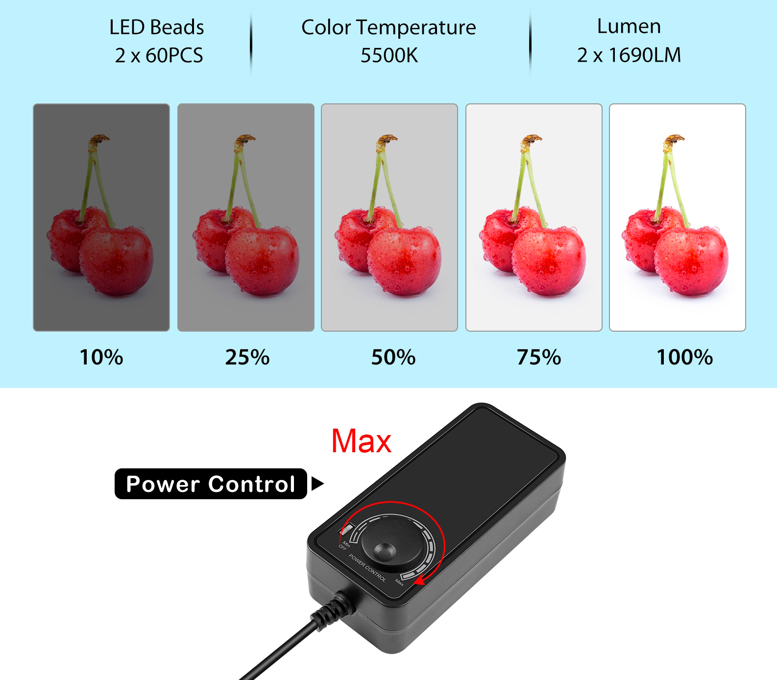 Фотобокс Puluz PU5060 60 см, с подсветкой 36 Вт и 6 фонами