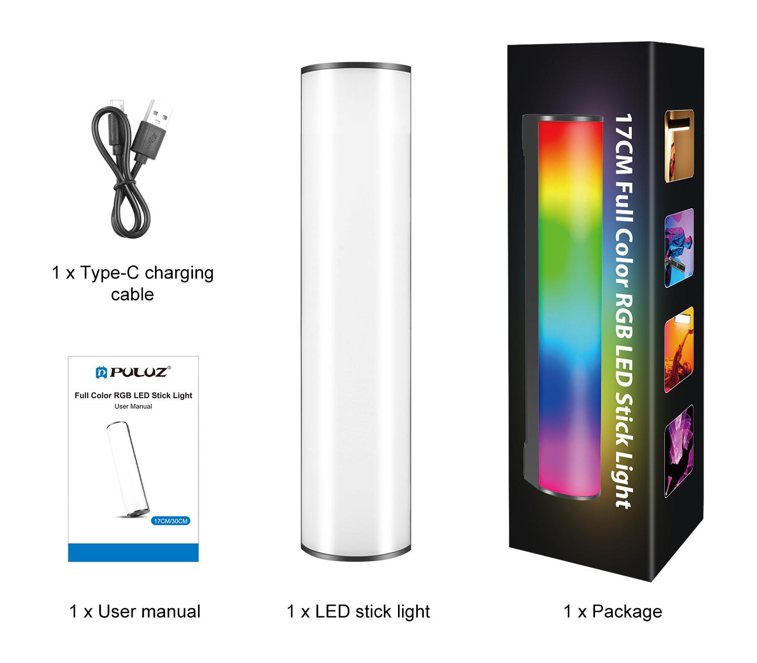 Осветитель Puluz PU4138, RGB, 2500-9000К, 6 Вт, длина 17 см