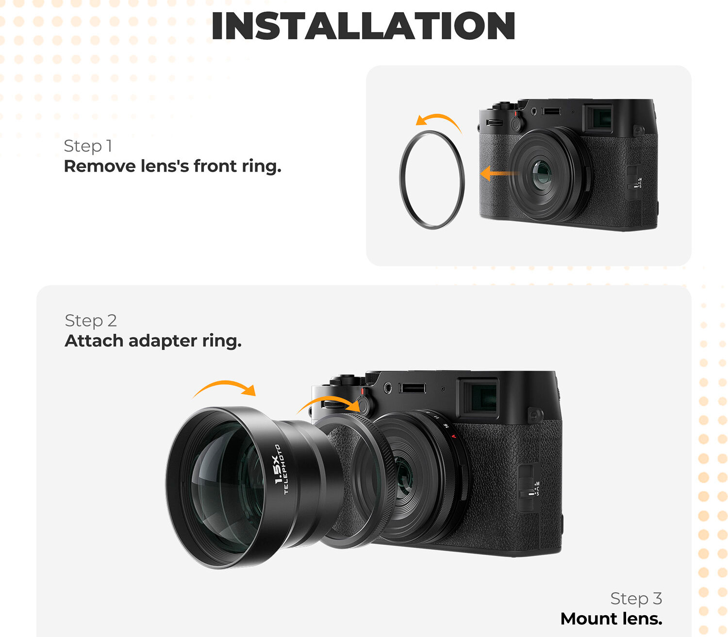 Телеконвертер Freewell 1.5x Telephoto для Fuji X100VI и X100V, черный