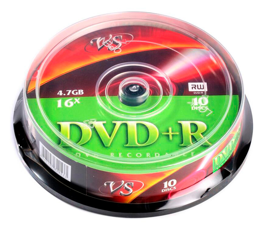 Диски VS DVD+R 4.7 GB 16x Cake Box, 10 шт.
