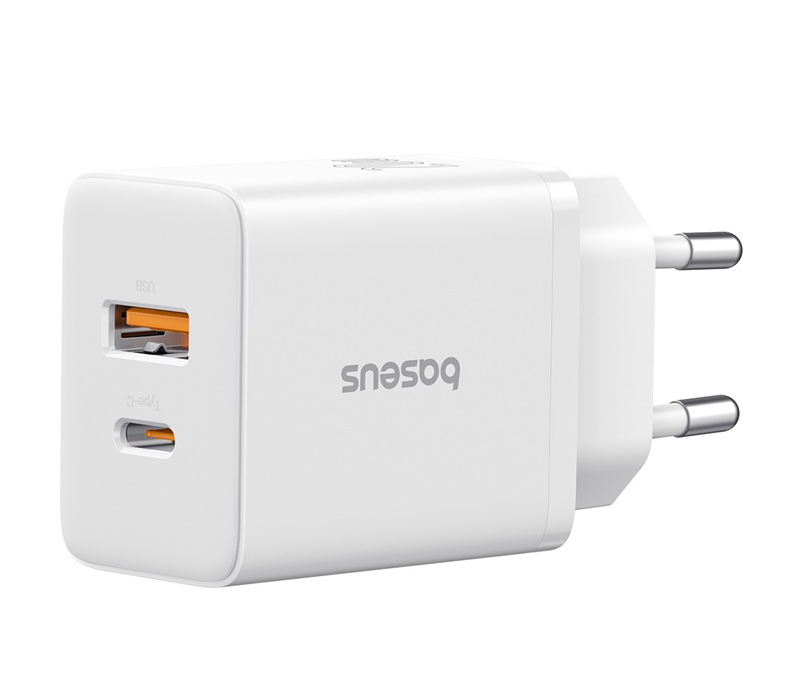 Зарядное устройство Baseus Cube 20W, USB-C + USB-A, 20 Вт, белое