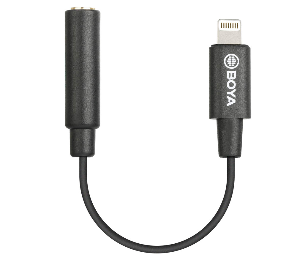 Адаптер Boya BY-K3 с 3.5 мм TRRS на Lightning (MFi) (уцененный)