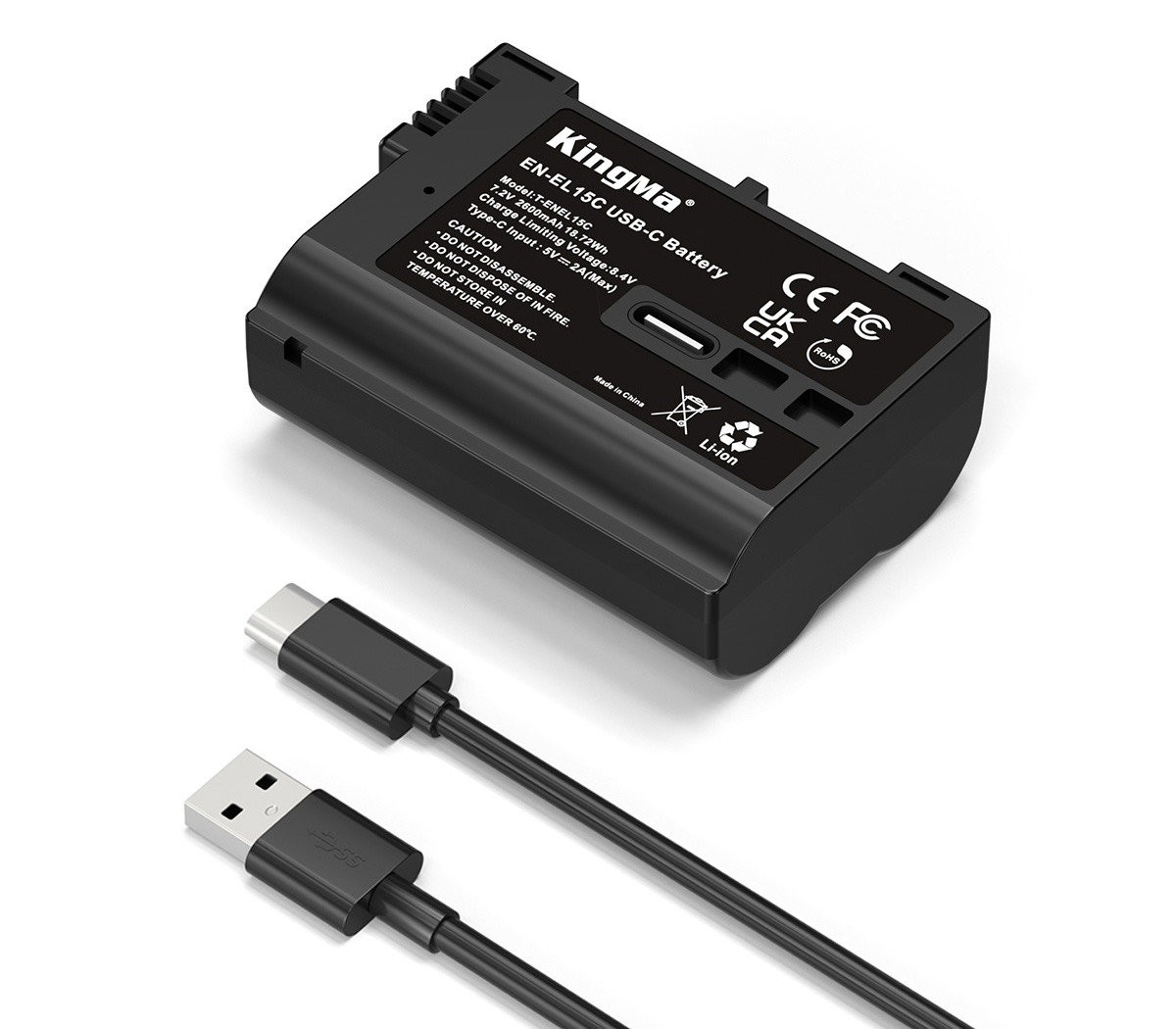 Аккумулятор Kingma EN-EL15c c портом зарядки USB-C, 2600 мАч