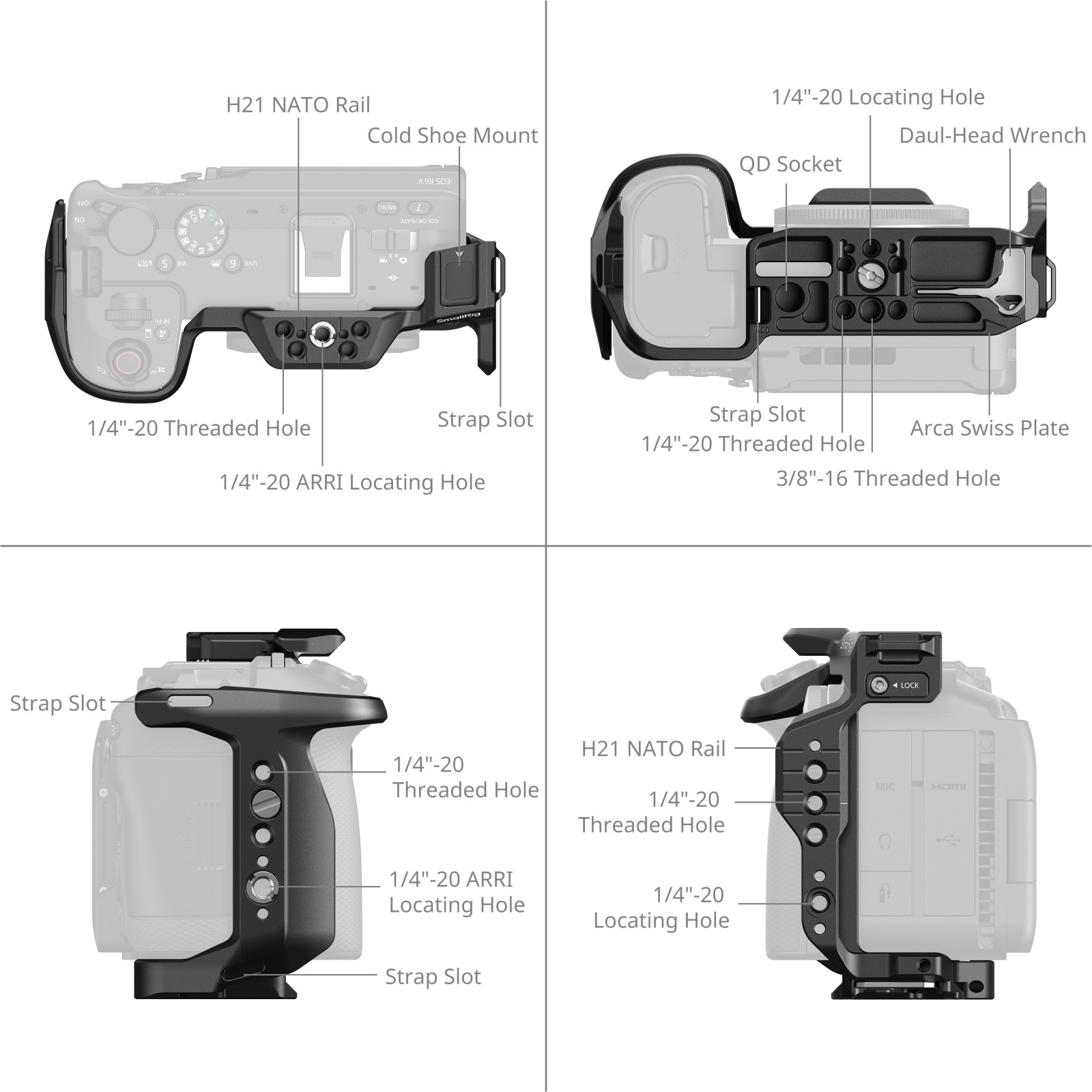Клетка SmallRig 6379 HawkLock Top Handle Kit для Canon EOS R6 V
