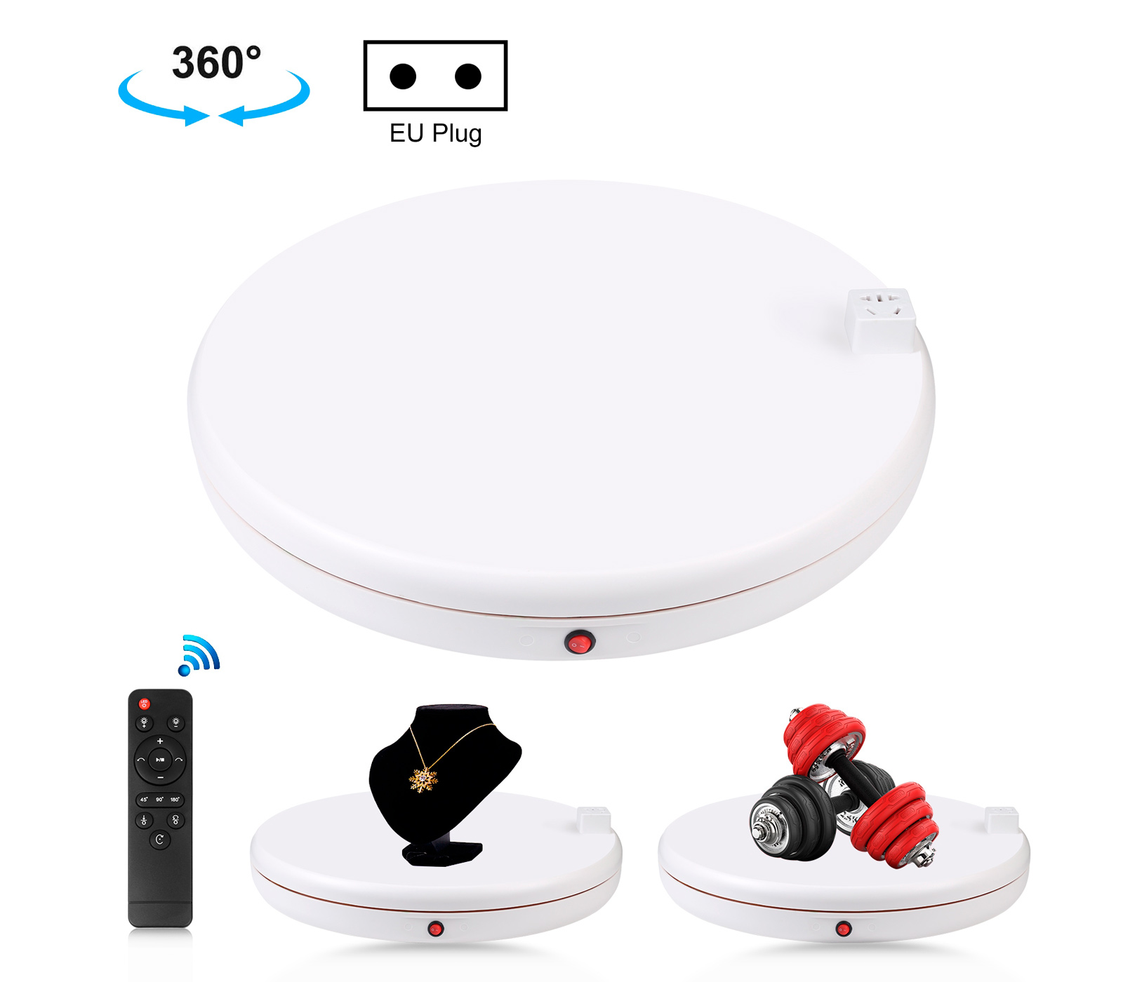 Поворотный стол Puluz PU3148 с пультом управления и розеткой, 45 см, до 100 кг, белый