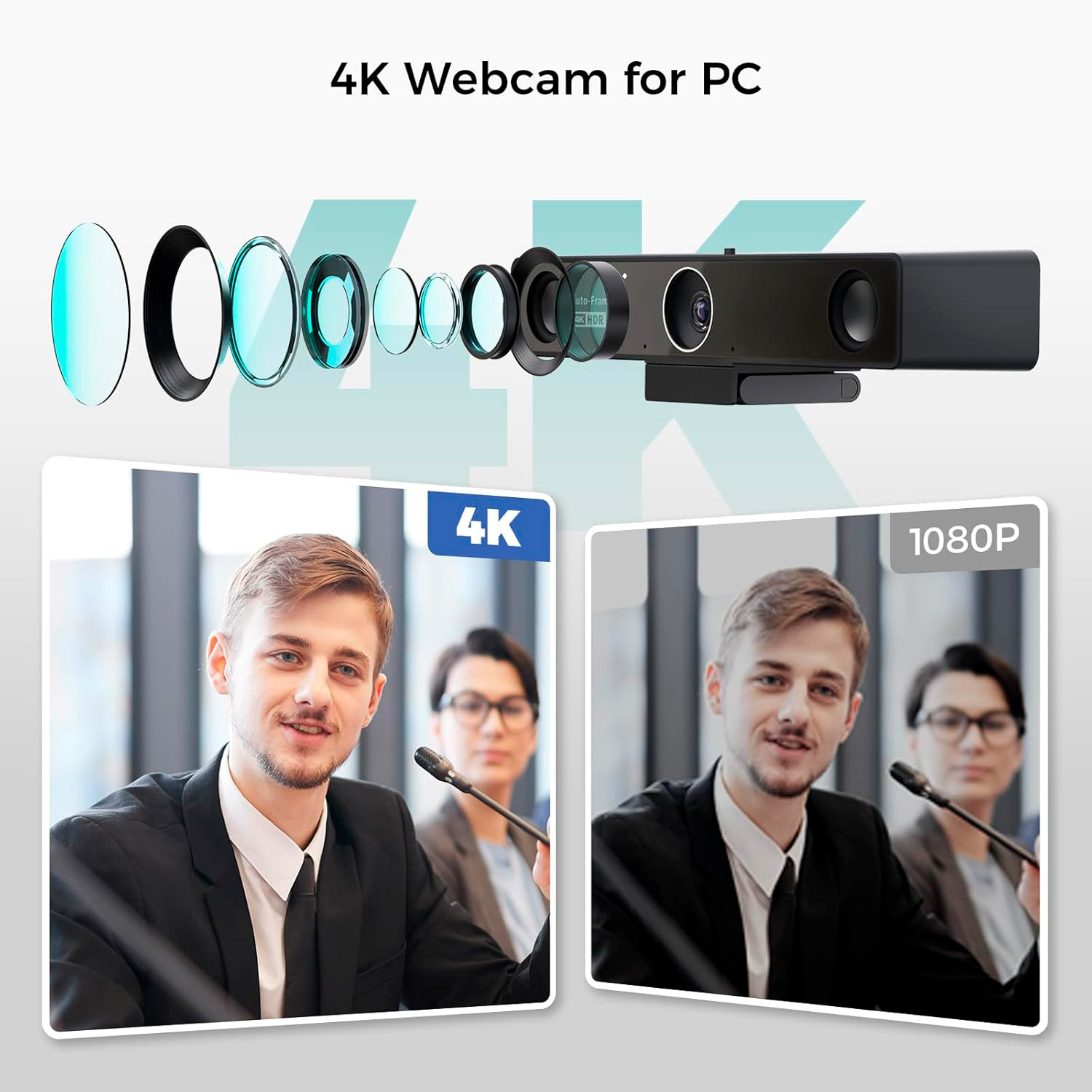 4K веб-камера Nearity V30S, для конференций, 120°, ИИ отслеживание