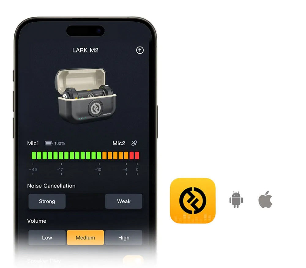 Беспроводная система Hollyland Lark M2 Mini Combo, TX+TX+RX, 3.5 мм TRS и USB-C