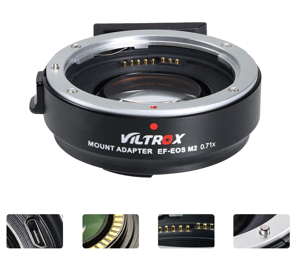 Адаптер Viltrox EF-EOS M2, для объективов Canon EF на камеры Canon EF-M, увеличение 0.71х