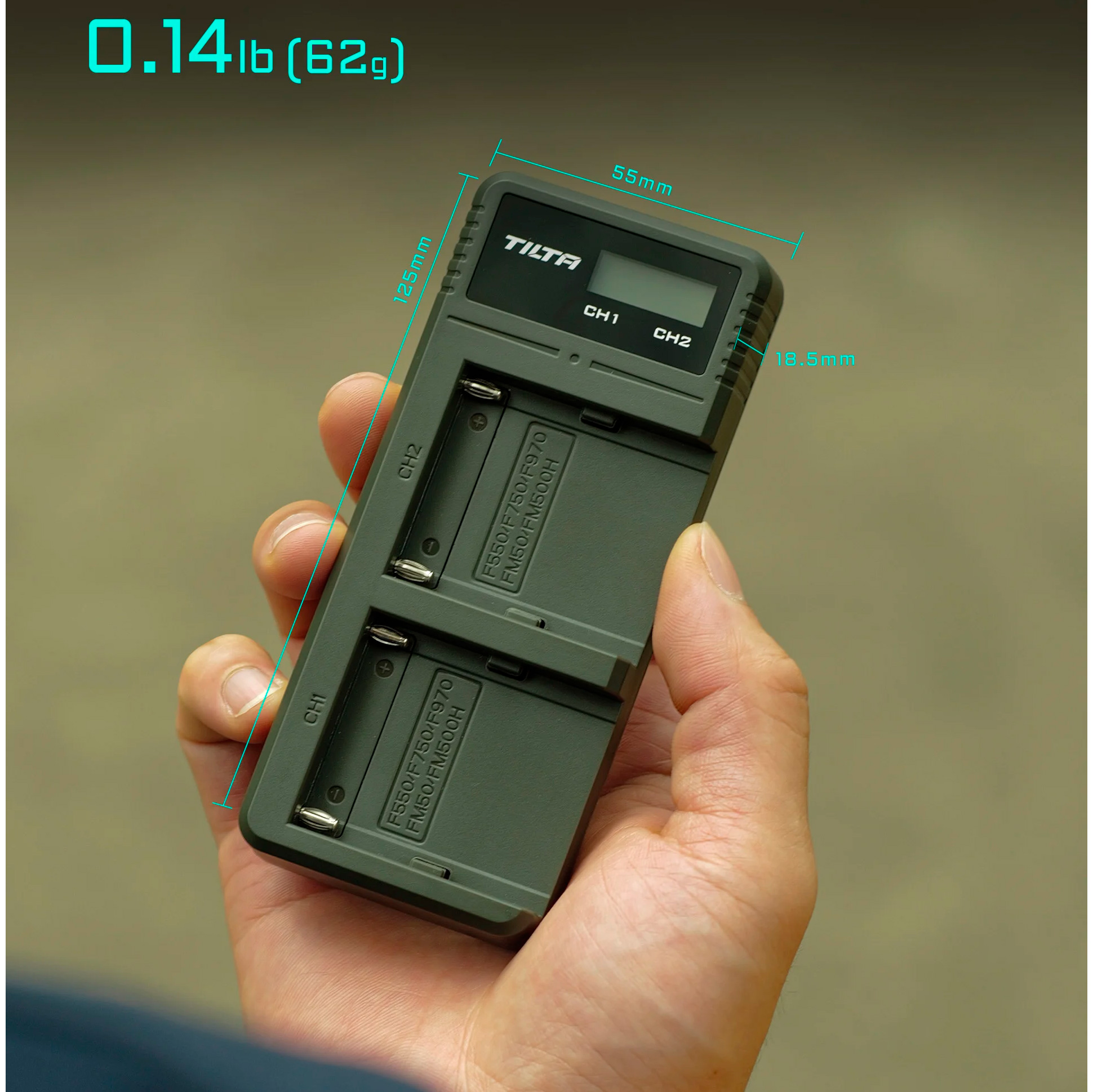 Зарядное устройство Tilta Battery Charger для 2х NP-F, зеленое