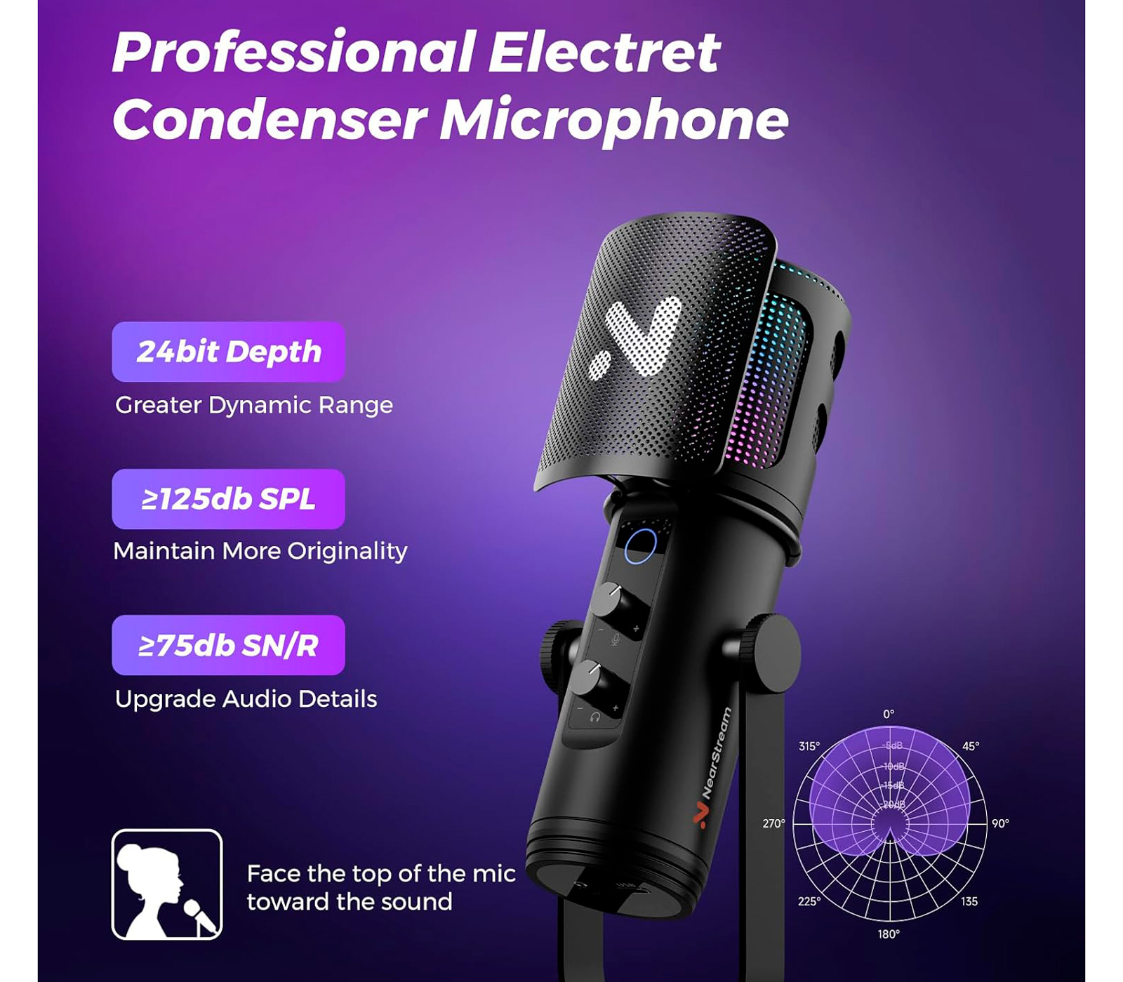 USB микрофон Nearity NearStream AM30U с RGB подсветкой и пантографом (уцененный)