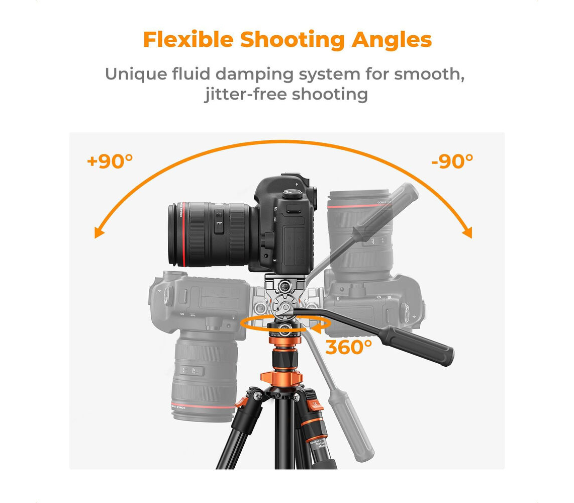 Штатив K&F Concept K234A7 с видеоголовой FH-03