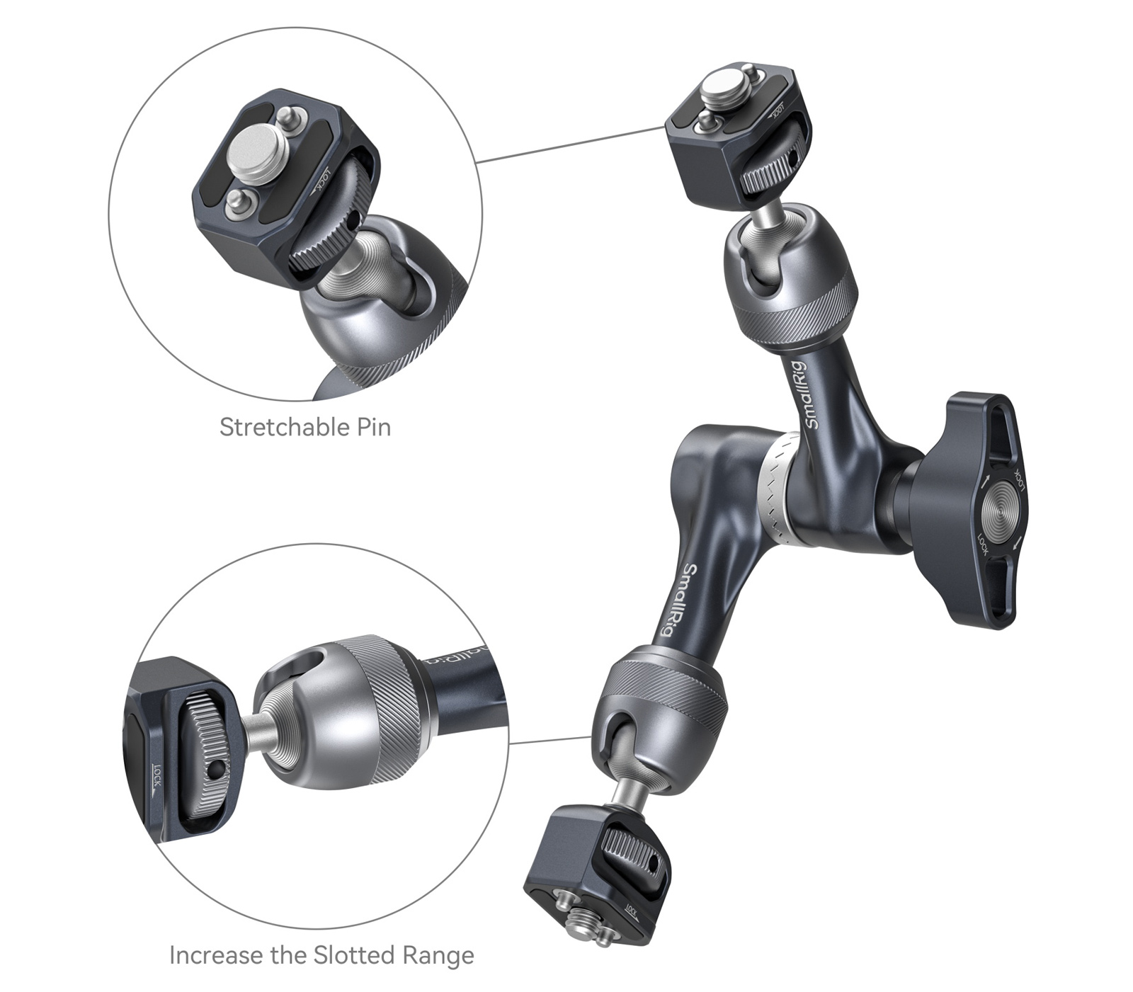 Шарнирный кронштейн SmallRig 4899 7" Rosette Magic Arm, винты ARRI 3/8", 17 см, до 3 кг
