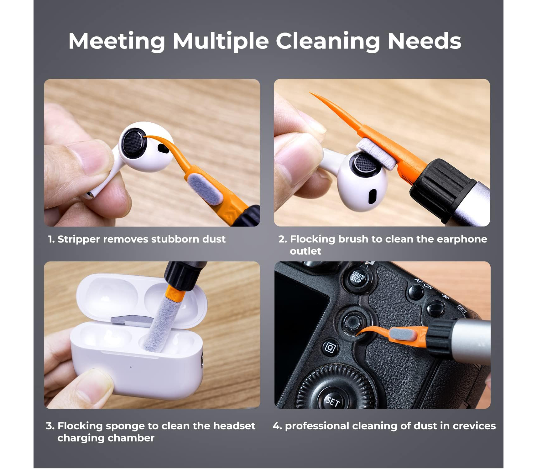 Карандаш со сменными насадками K&F Concept 1976, для чистки оптики и матриц Full Frame