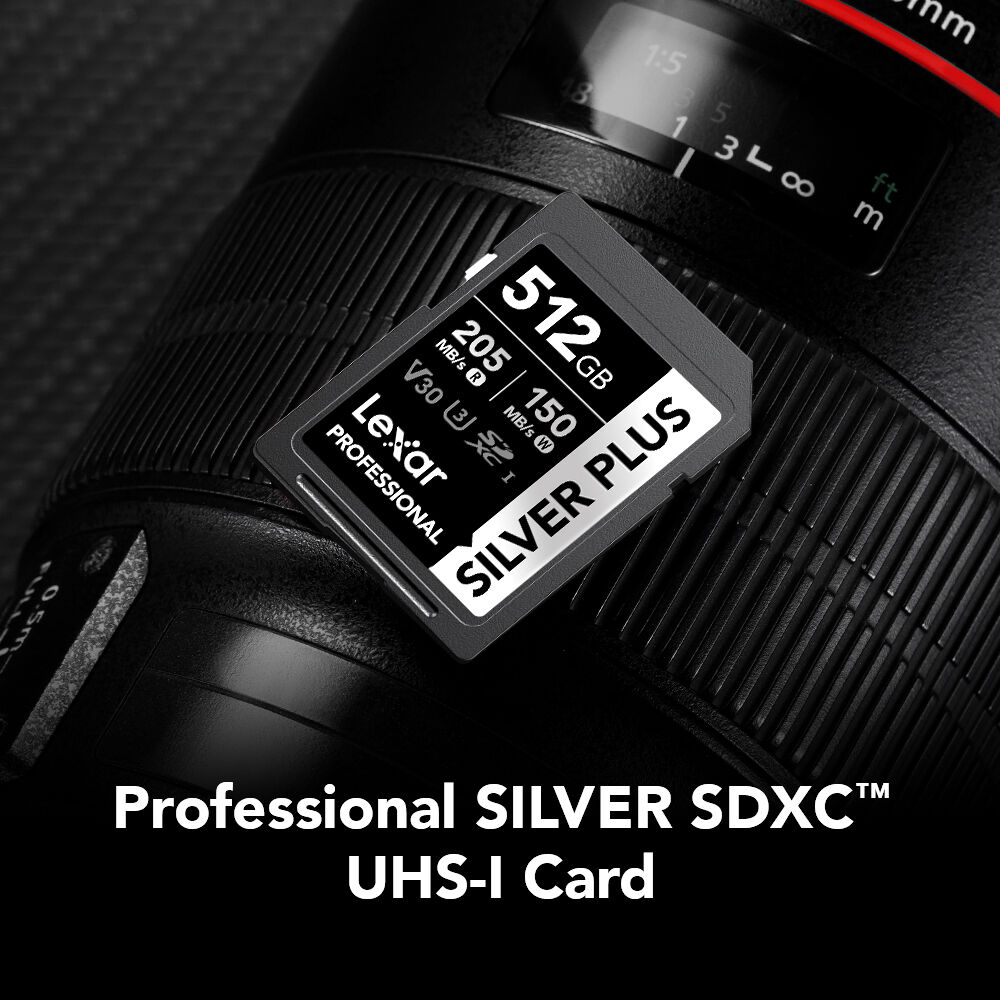 Карта памяти Lexar SDXC 512GB Professional Silver Plus UHS-I U3 V30 (205/150 MB/s)