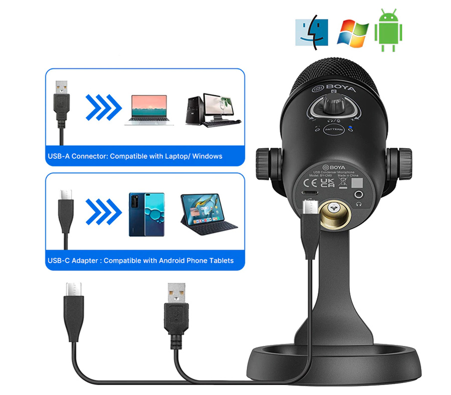 Микрофон Boya BY-CM5 настольный USB, переменная направленность