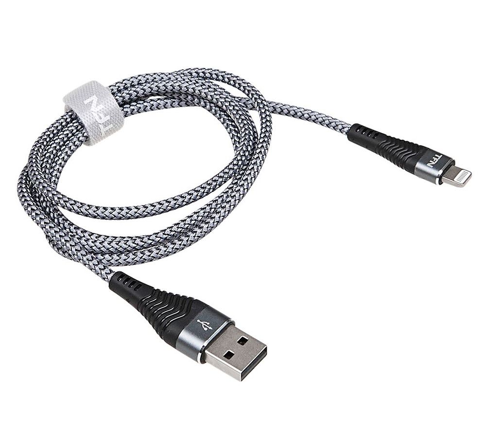 Кабель TFN Forza, USB-A / Lightning, нейлон, 2.4А, 1 м, серый