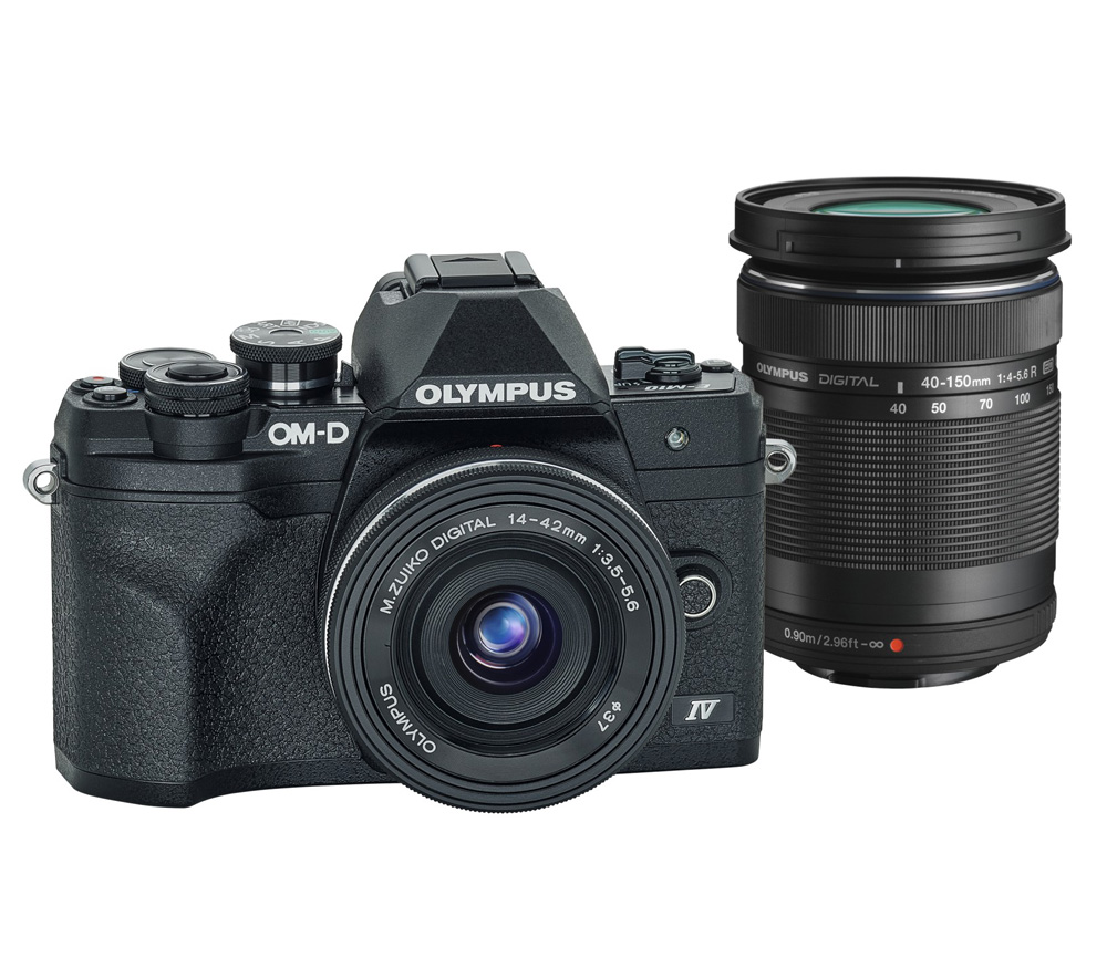 Беззеркальный фотоаппарат Olympus OM-D E-M10 Mark IV Kit 14-42 EZ + 40-150 R, черный