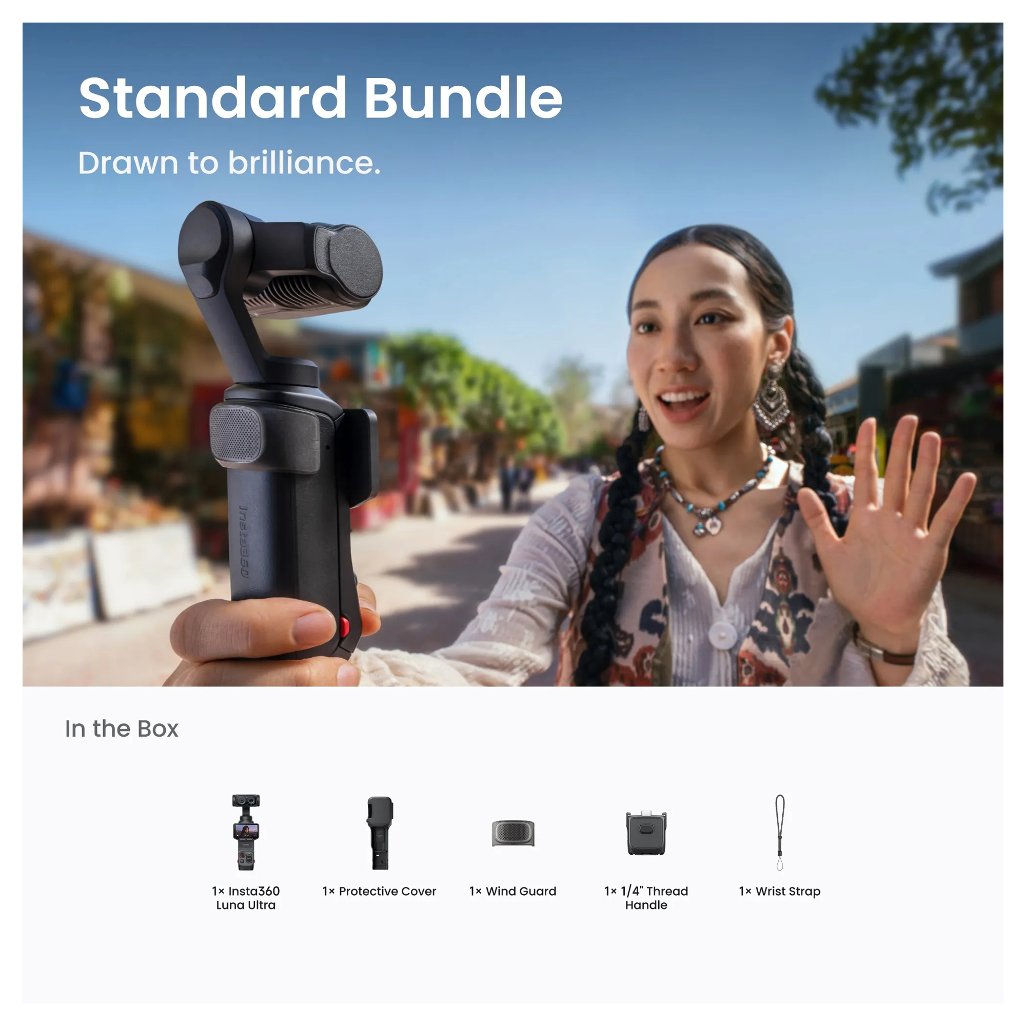 Камера с 3-осевым подвесом Insta360 Luna Ultra Stellar White, Standard Bundle